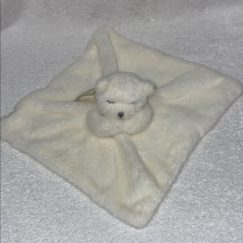 Mud Pie 13" White Bear Lovey Security Blanket, Angels Watch Me Through the Night